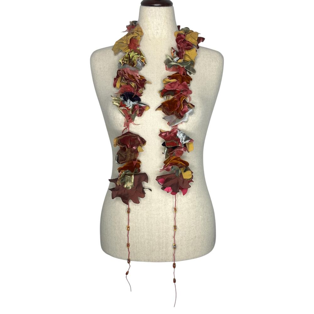 Georgina Von Etzdorf Womens Scarf 66" Flower Lei Beaded England Boho Art To Wear